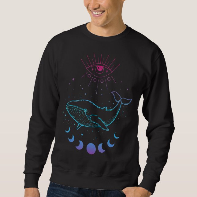Sudadera Espiritualidad Pagan Boho Naturaleza Moon Whale (Anverso)