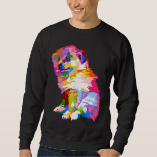 Sudadera Espitz Pomeraniano Colorido Sobre Arte Pop Geométr