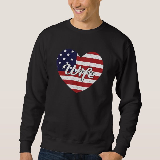 Sudadera Esposa de bombero retro bandera estadounidense del (Anverso)