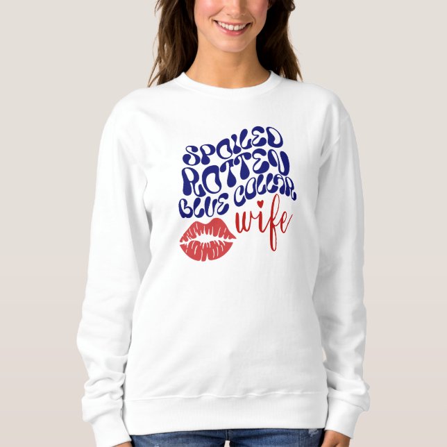 Sudadera Esposa de collar azul podrida y malcriada (Anverso)