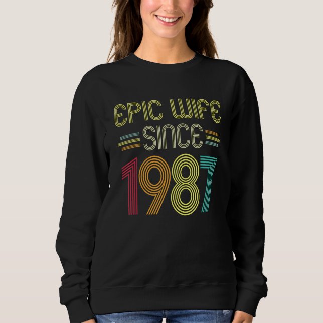 Sudadera Esposa épica desde 1987, su 35º aniversario Boda (Anverso)