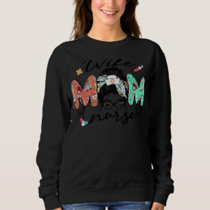 Sudadera Esposa Mamá Enfermera Messy Bun Escuela de Enferme