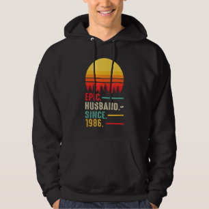 Sudadera Esposo épico masculino desde 1986, feliz aniversar