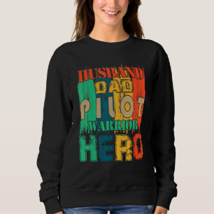 Sudadera Esposo Padre Piloto Héroe Retro Vintage Familia a