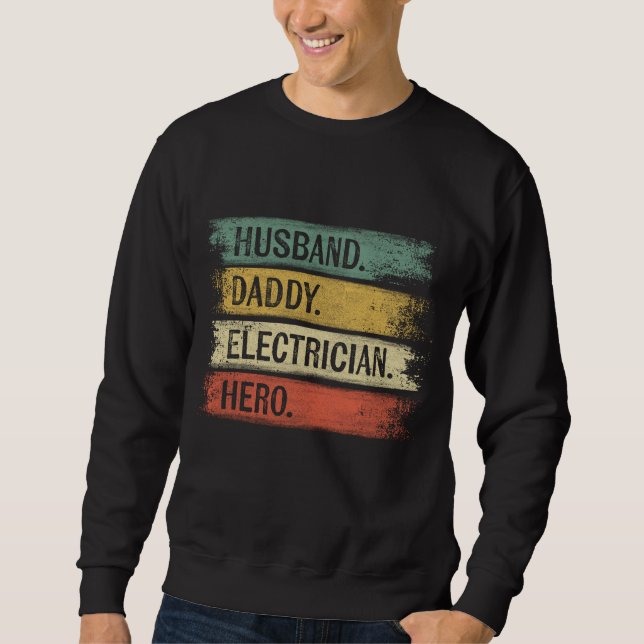 Sudadera Esposo Papi Héroe Eléctrico Funny Lineman Dad G (Anverso)