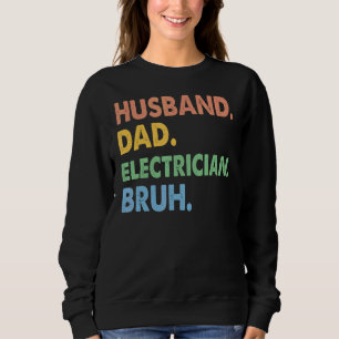 Sudadera Esposo Vintage Dad Electrician Bruh Lineman Fathe