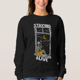 Sudadera Esqueleto bebedor de café para seguir vivo