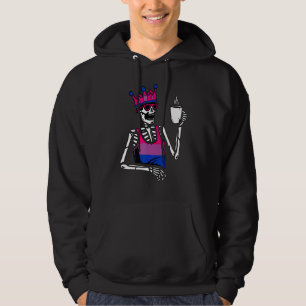 Sudadera Esqueleto bebiendo café bandera bisexual bisexuali