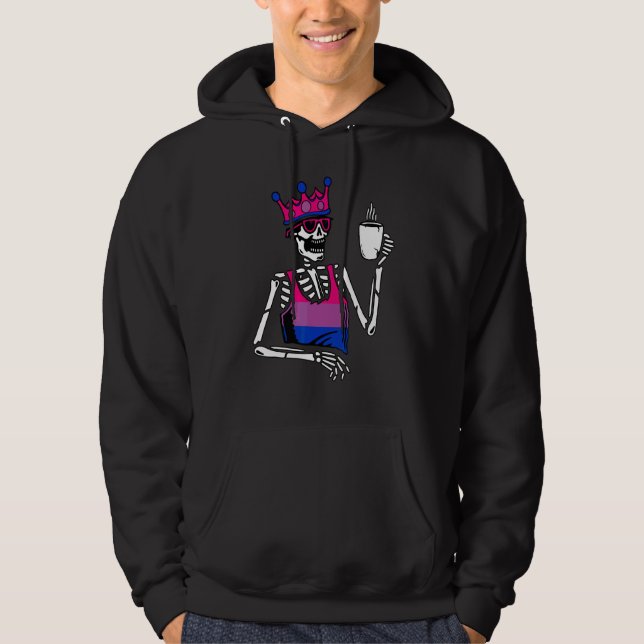 Sudadera Esqueleto bebiendo café bandera bisexual bisexuali (Anverso)