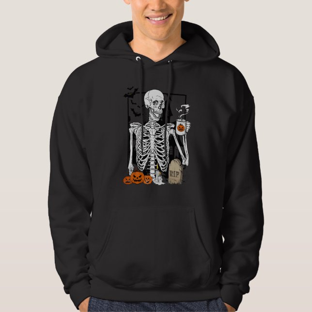 Sudadera Esqueleto bebiendo café   Calavera de Halloween 1 (Anverso)