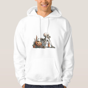 Sudadera Esqueleto con calabaza y bebida. Halloween