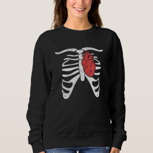 Sudadera Esqueleto Costilla Corazón Asustadizo Espeluznante