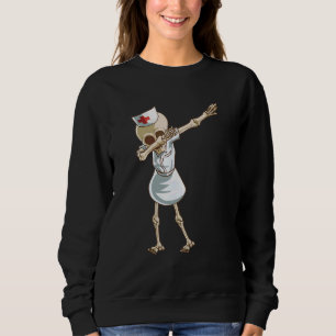 Sudadera Esqueleto de enfermera haciendo dabbing espeluznan