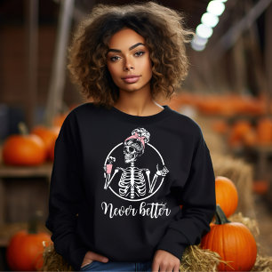 Sudadera Esqueleto de Halloween nunca mejor café beber