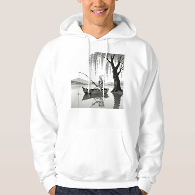 Sudadera Esqueleto de pesca zen gráfico eterno (Anverso)