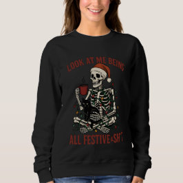 Sudadera Esqueleto de Santa con Snark de Gatos en Vacacione