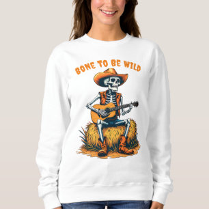Sudadera Esqueleto de vaquero de Halloween tocando guitarra