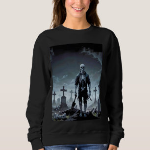 Sudadera esqueleto malvado en un cementerio monstruo horror