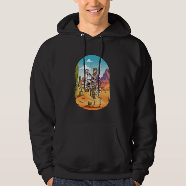 Sudadera Esqueleto retro Vaquero montando caballo País Occi (Anverso)