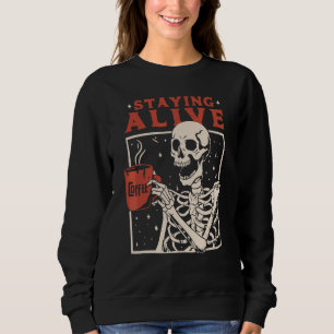 Sudadera Esqueleto Sobreviviendo bebiendo Café Vibra Espelu