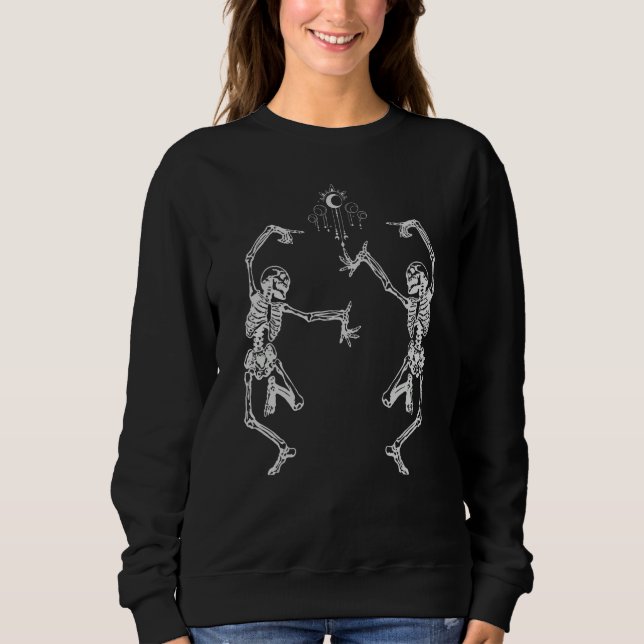 Sudadera Esqueletos Celestiales Bailando Bruja Fase Lunar H (Anverso)