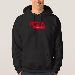 Sudadera Esquema de estado de Lincoln Nebraska Negrita Re