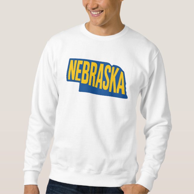 Sudadera Esquema de estado de Nebraska | Negrita Amarillo y (Anverso)