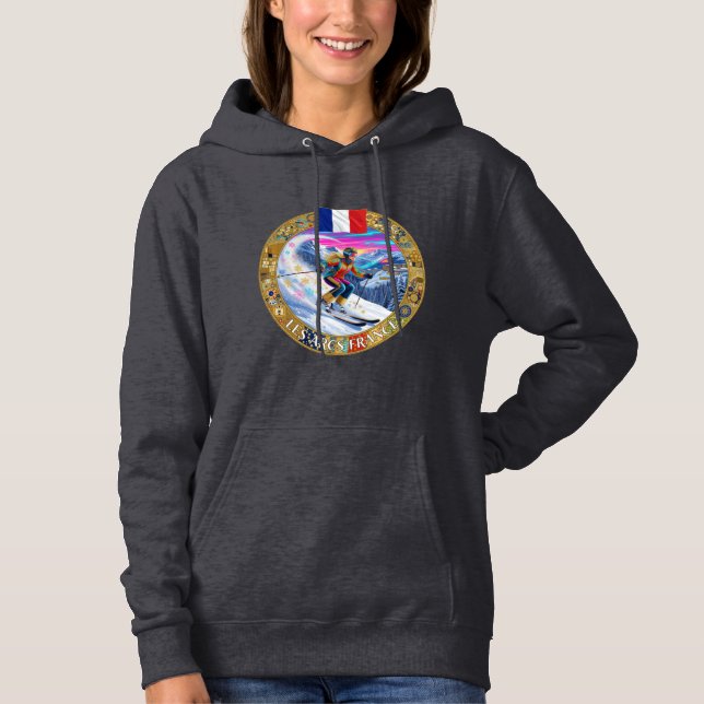 Sudadera Esquí Les Arcs, Francia, Mujer Esquiadora (Anverso)