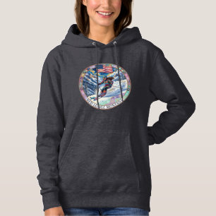 Sudadera Esquí Red Lodge, Montana, Mujer Esquiadora