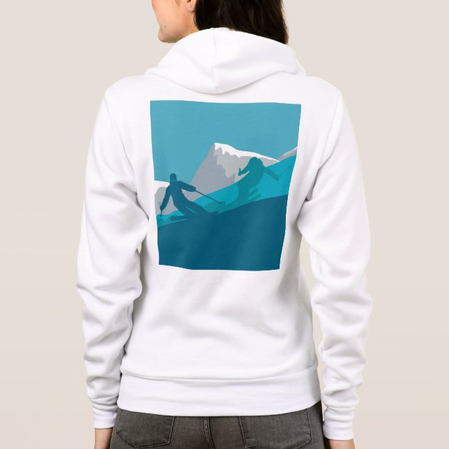 Sudadera Esquiadores Alpinos Esquí en Bajada Blanco (Reverso)