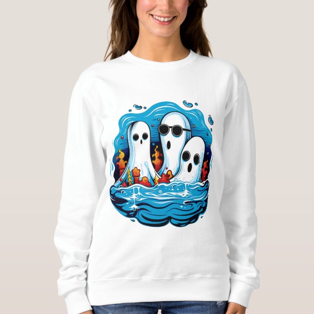 Sudadera Esquiadores de hojas enfrentados para Halloween (Anverso)