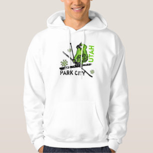 Sudadera Esquiadores de tema verde de Park City Utah hoodie