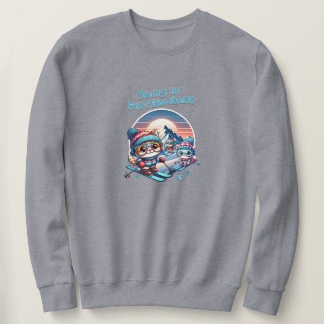 Sudadera Esquiando gatos en las Meowtains (Anverso del diseño)