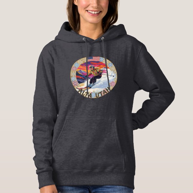 Sudadera Esquiar Alta, Utah, Mujer Esquiadora (Anverso)