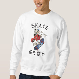 Sudadera Esquiar o morir divertido Skeleton Skateboarder
