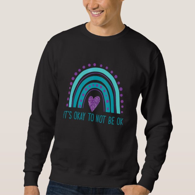 Sudadera Está Bien No Estar Bien Retro Arcoíris Prevención  (Anverso)