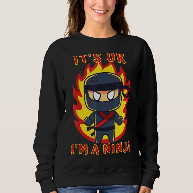 Sudadera Está bien, soy un Ninja Ninjas Chicas Niños Guay (Anverso)