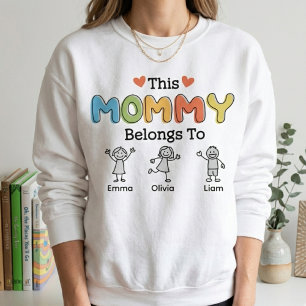 Sudadera Esta Mamá Pertenece a Letra de Familia Divertida