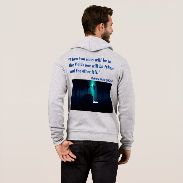 Sudadera Está viniendo el zapper gris de los hombres (Reverso completo)