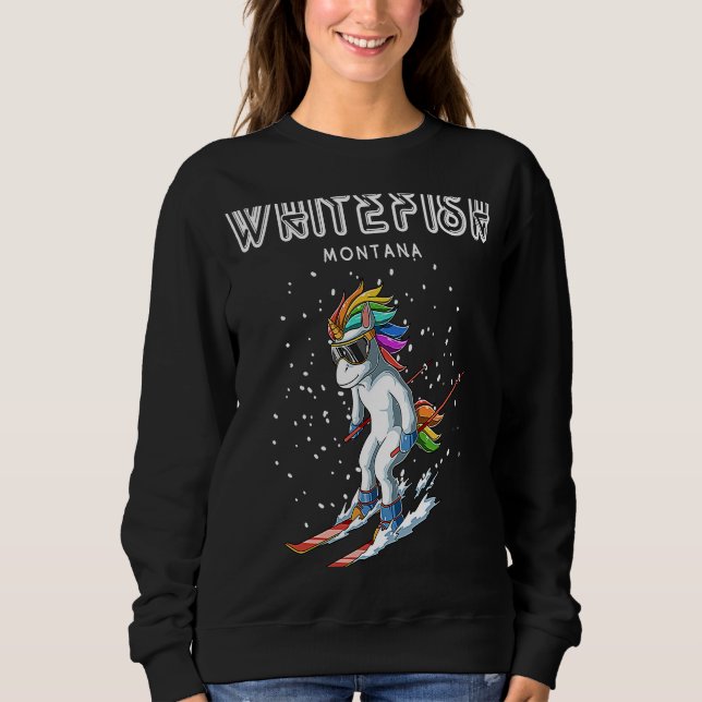 Sudadera Estación de esquí de Whitefish Montana Unicorn Est (Anverso)