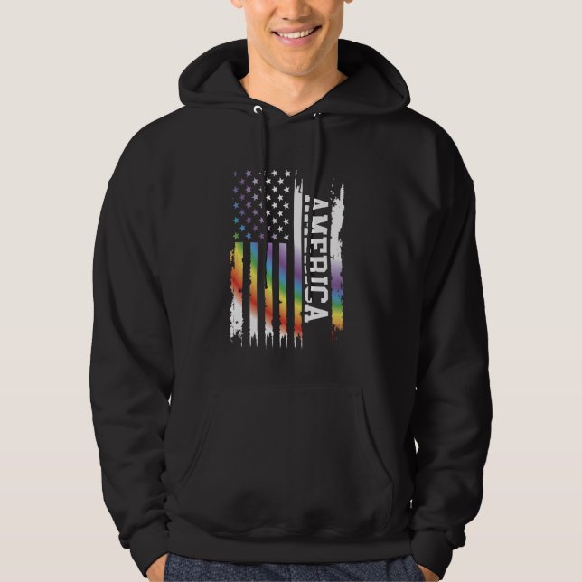 Sudadera Estados Unidos: El arcoiris con bandera de Estados (Anverso)