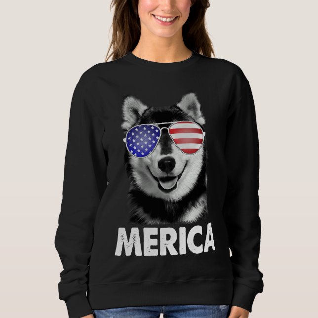 Sudadera Estados Unidos Patriótico Merica Siberian Husky Do (Anverso)