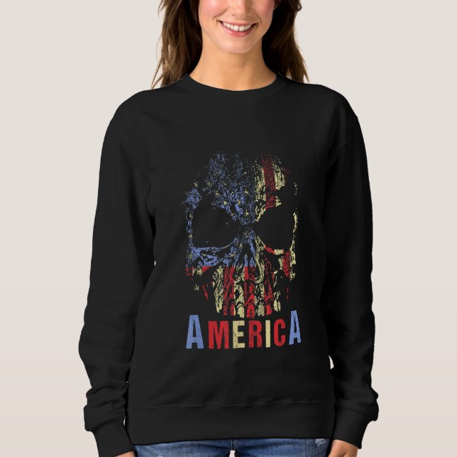 Sudadera Estados Unidos Skull Usa Flag Independence Day 4 D (Anverso)