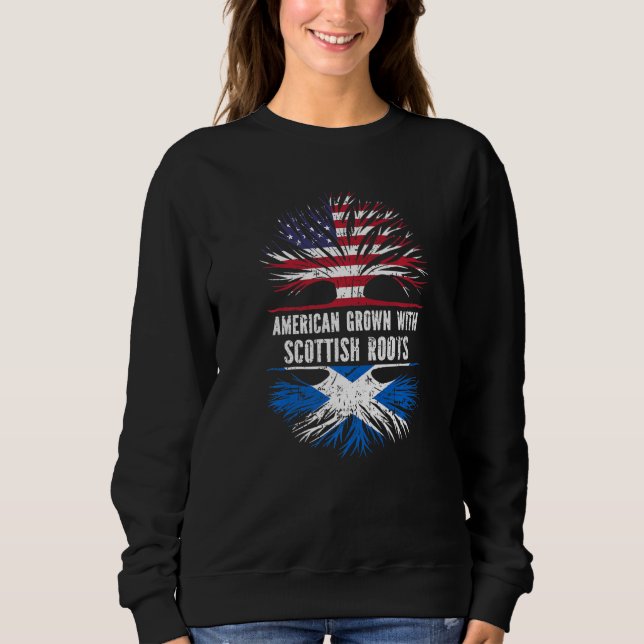 Sudadera Estadounidense Crecer Con Raíces Escocesas Bandera (Anverso)