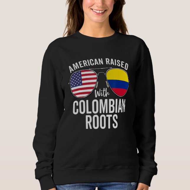 Sudadera Estadounidense Criado Con Raíces Colombianas Ee. U (Anverso)