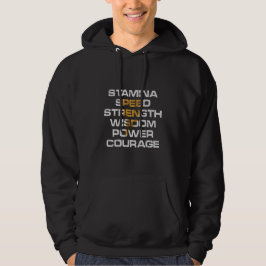 SUDADERA ESTAMINA, VELOCIDAD, FUERZA, SABIDURÍA, PODER, COR