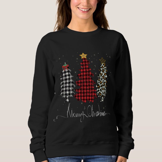 Sudadera Estampado de leopardo de los árboles de navidad (Anverso)