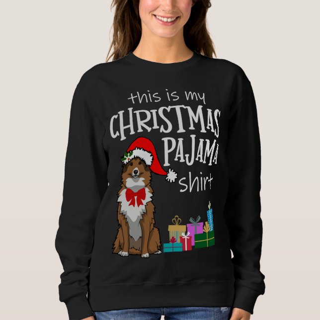 Sudadera Estantes, Navidades de conchas. Pajama Sheltie Mom (Anverso)