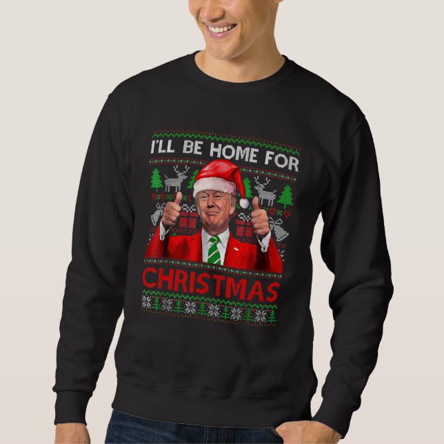 Sudadera Estaré en casa para los Navidades de Santa Trump (Anverso)