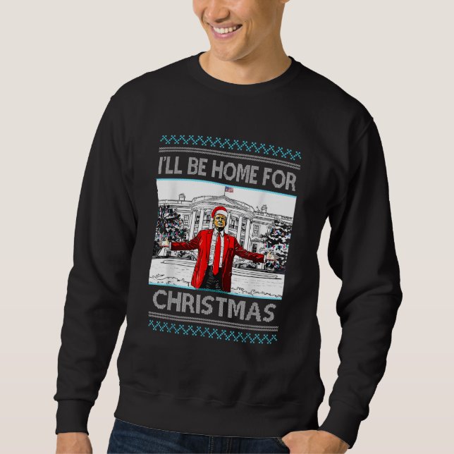Sudadera Estaré en casa para los Navidades Santa Trump Paja (Anverso)